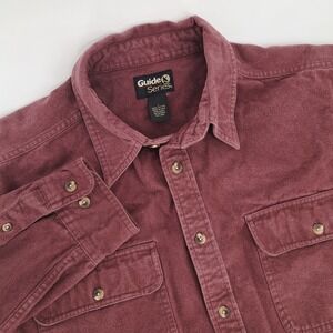 Guide Series Chamois Mens L Burgundy Cotton Flannel Long Sleeve Button Up Shirt